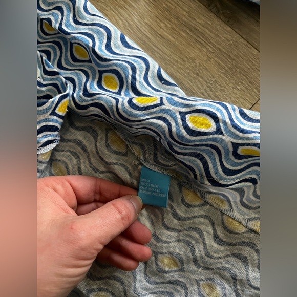 NWOT J. McLaughlin Fallon Tunic Blouse Blue Costa Key Print 100% Linen - Size XS - Picture 6 of 8